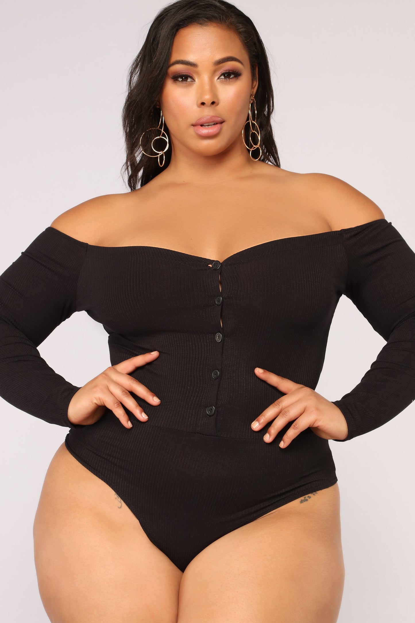 Fool In Love Off Shoulder Bodysuit - Black