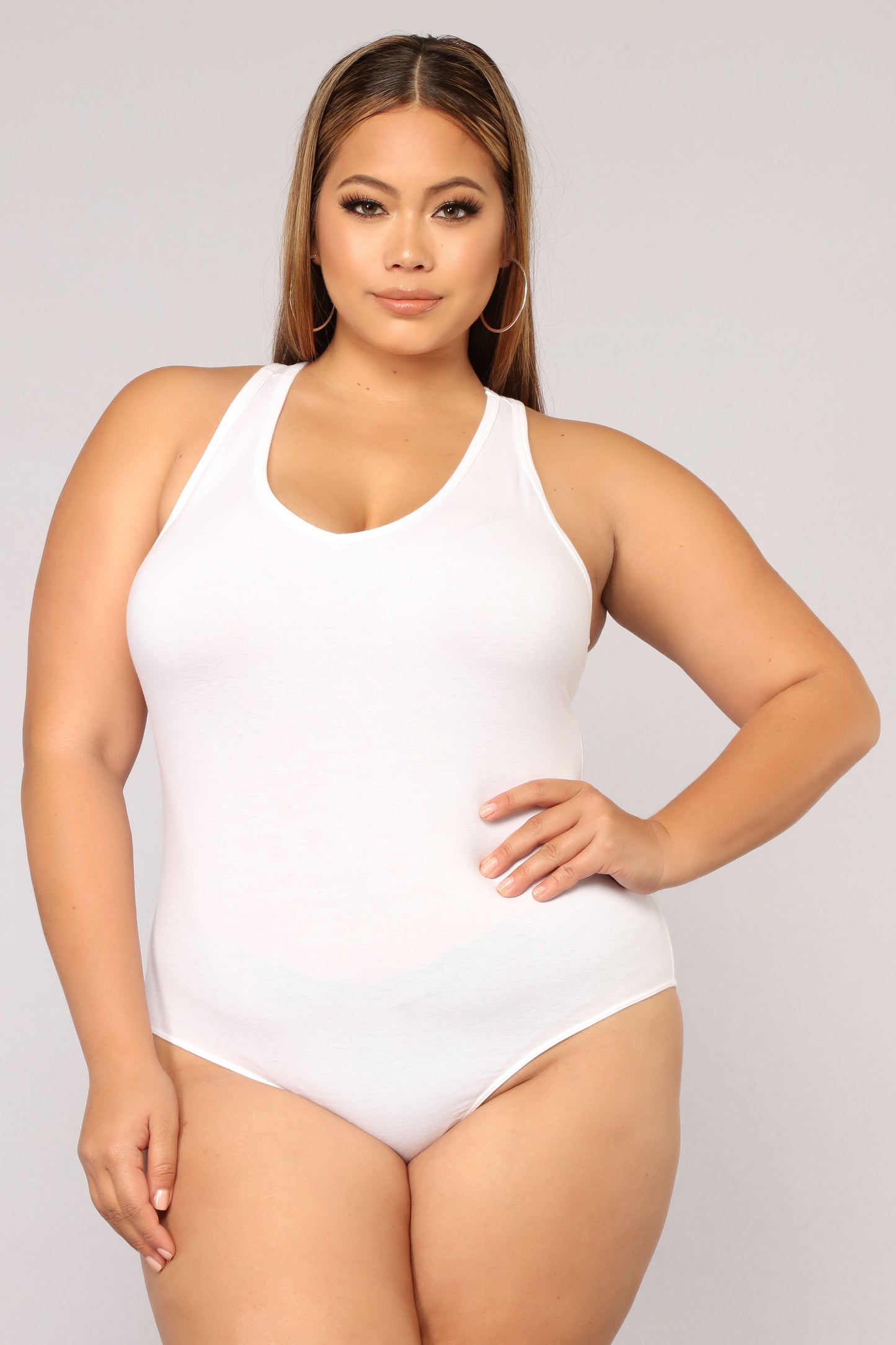 Zoey Racer Back Bodysuit - White