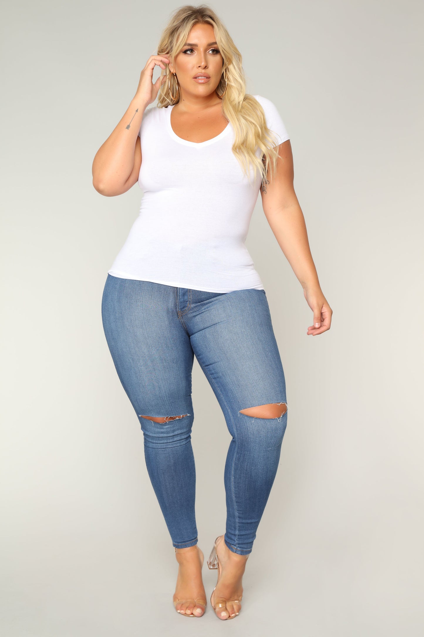 Lily V Neck Top - White