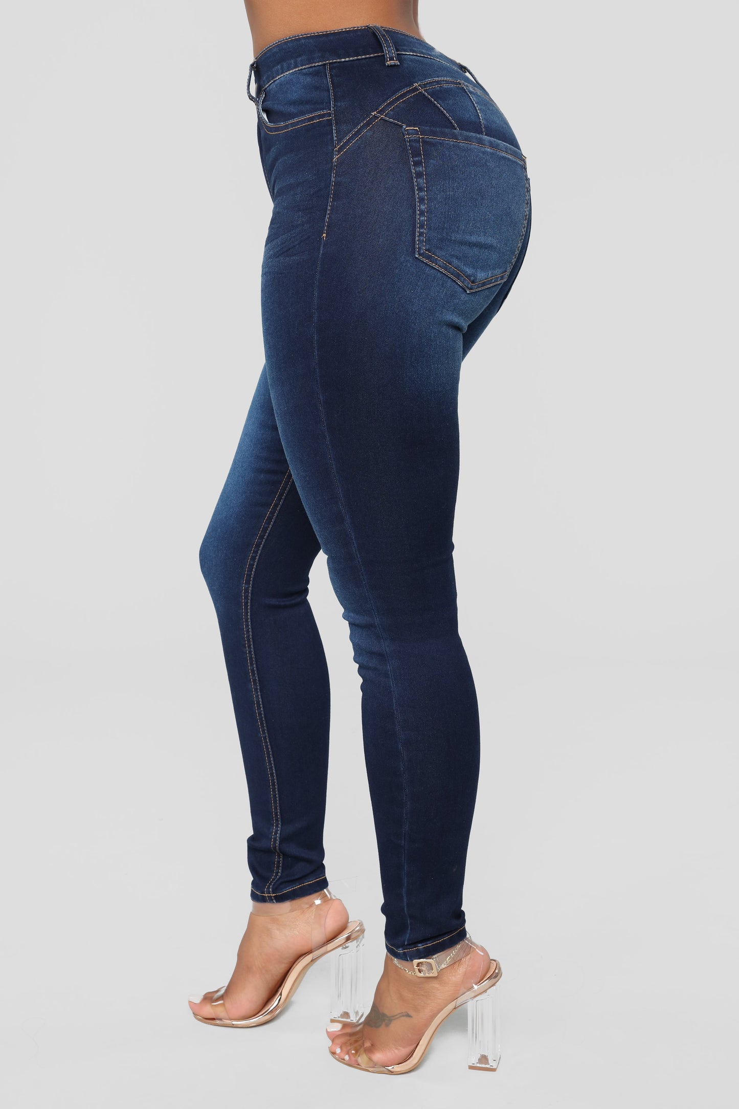 Alexa High Rise Booty Lifter Skinny Jeans - Dark Denim