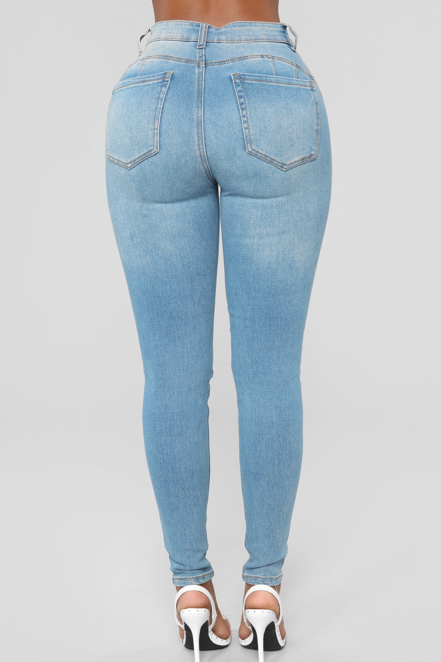 Wifey High Rise Booty Lifter Jeans - Light Blue Wash