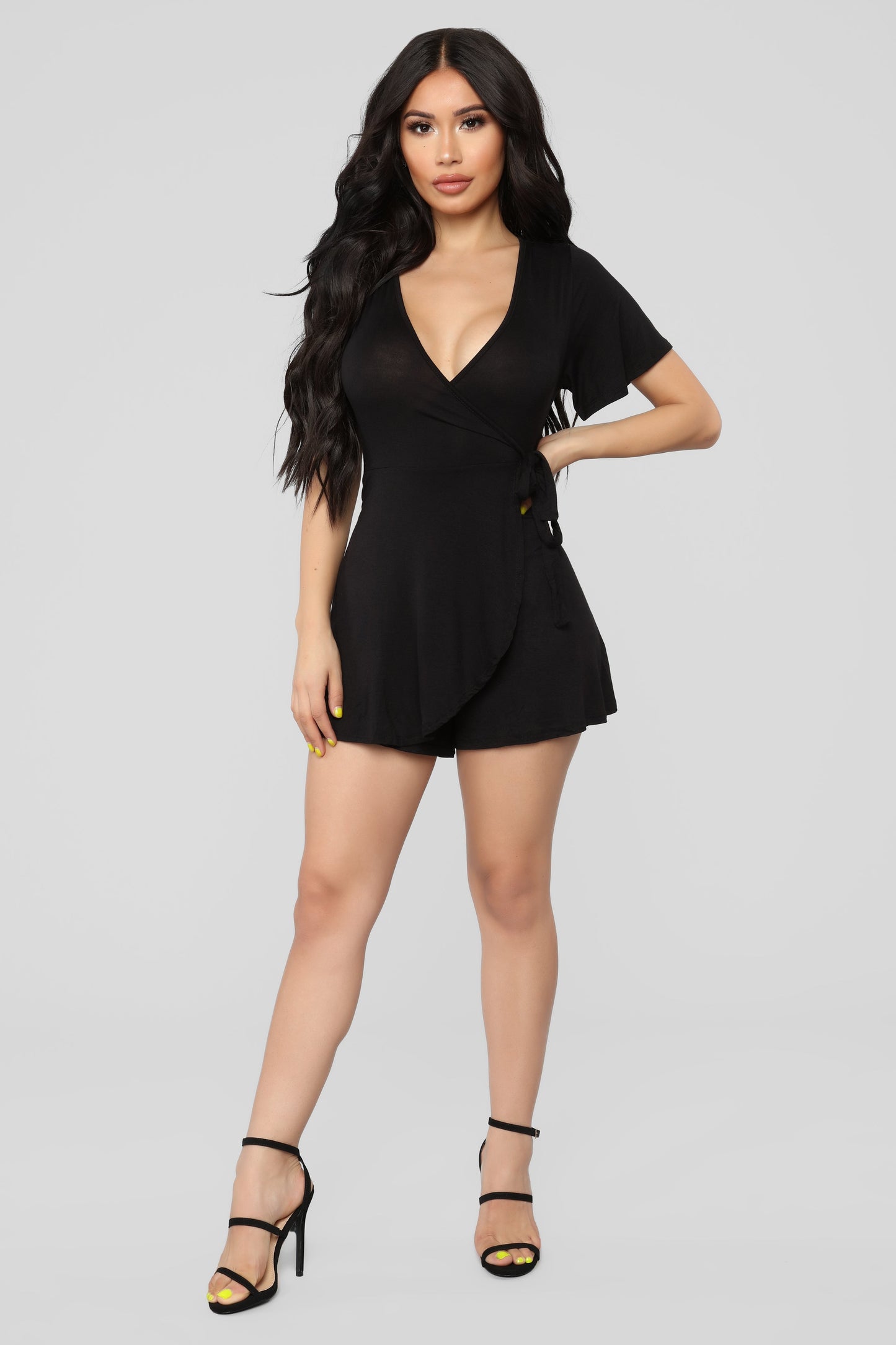 Rhonda Wrap Romper - Black