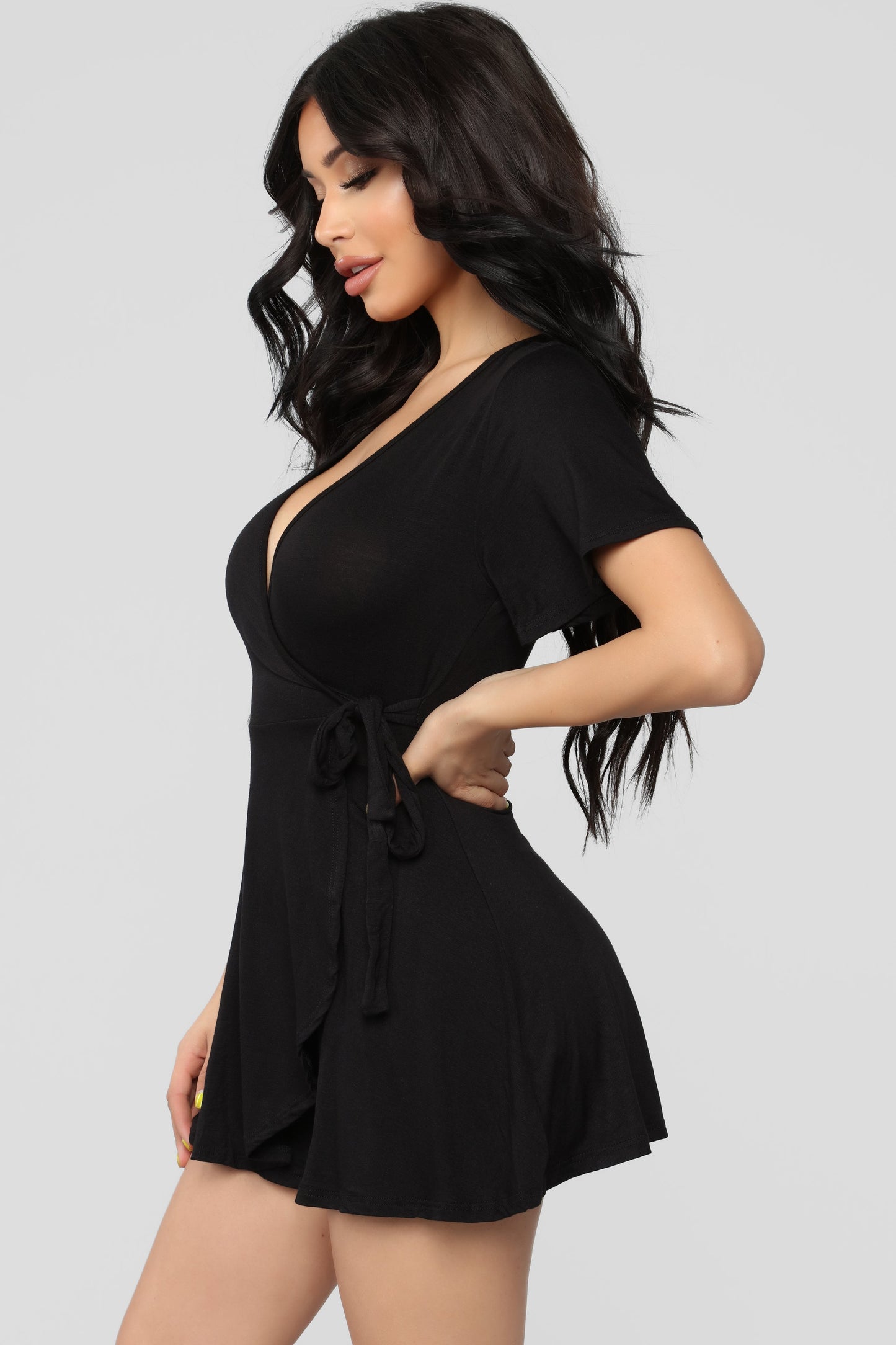 Rhonda Wrap Romper - Black