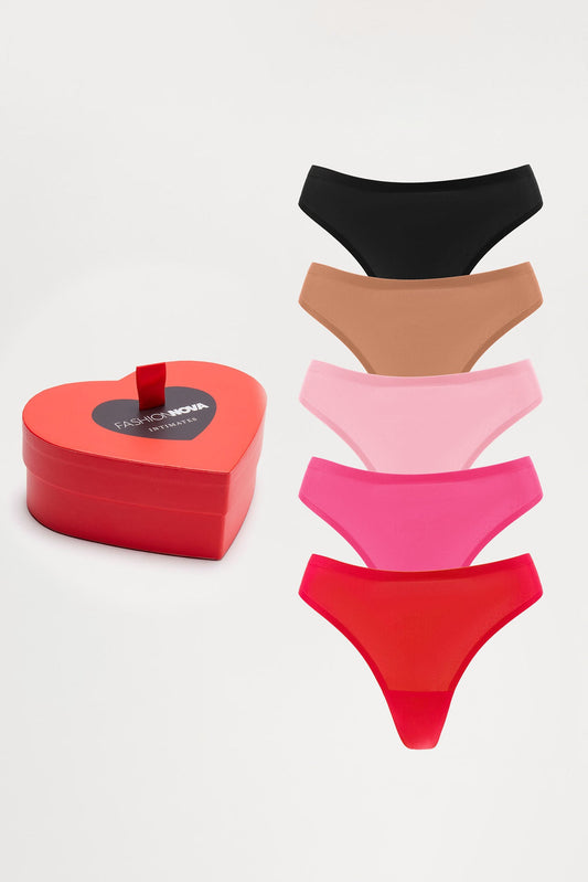 Fashion Nova 5 Pack Thong Gift Box - Red