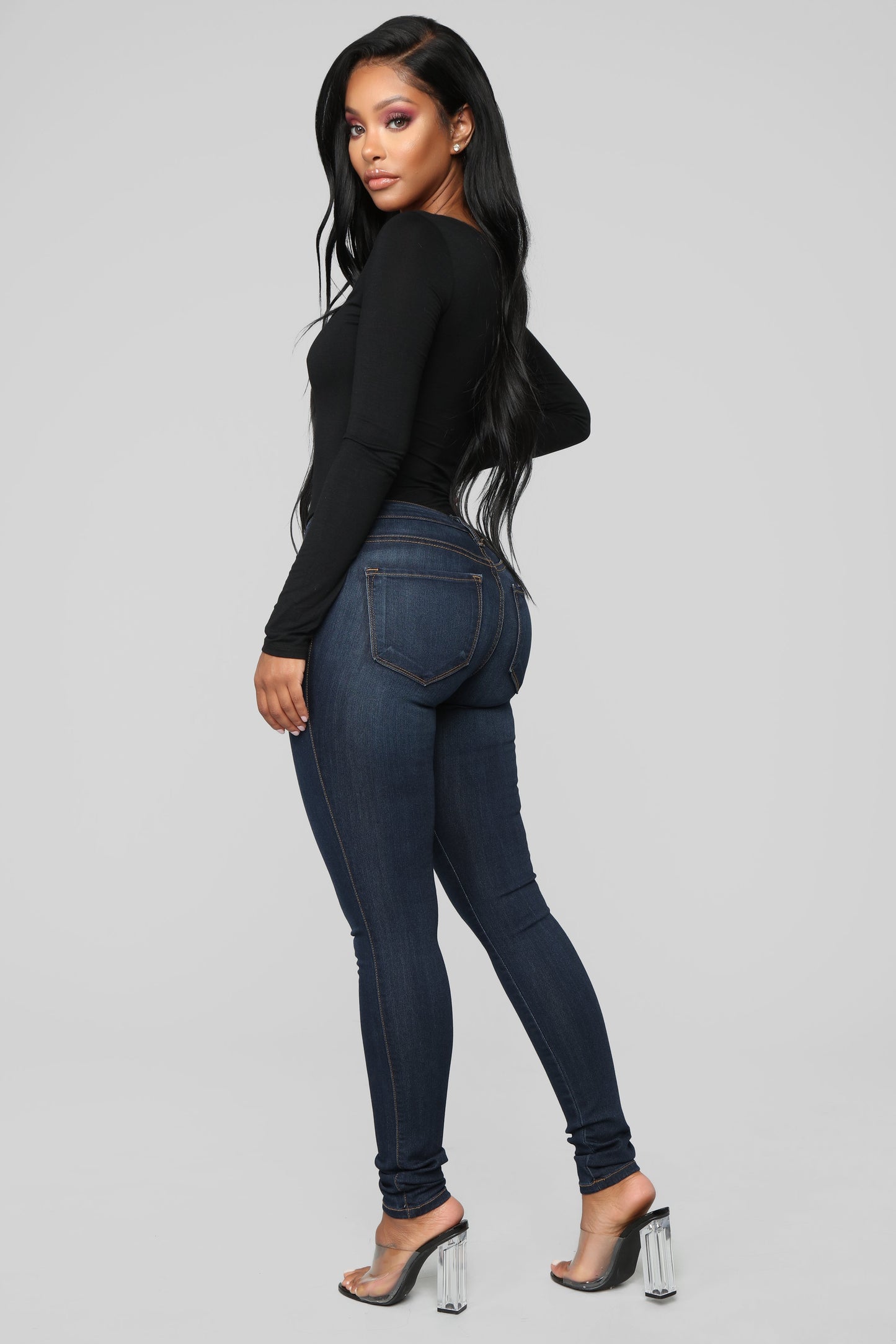 Classic Mid Rise Skinny Jeans - Dark Denim