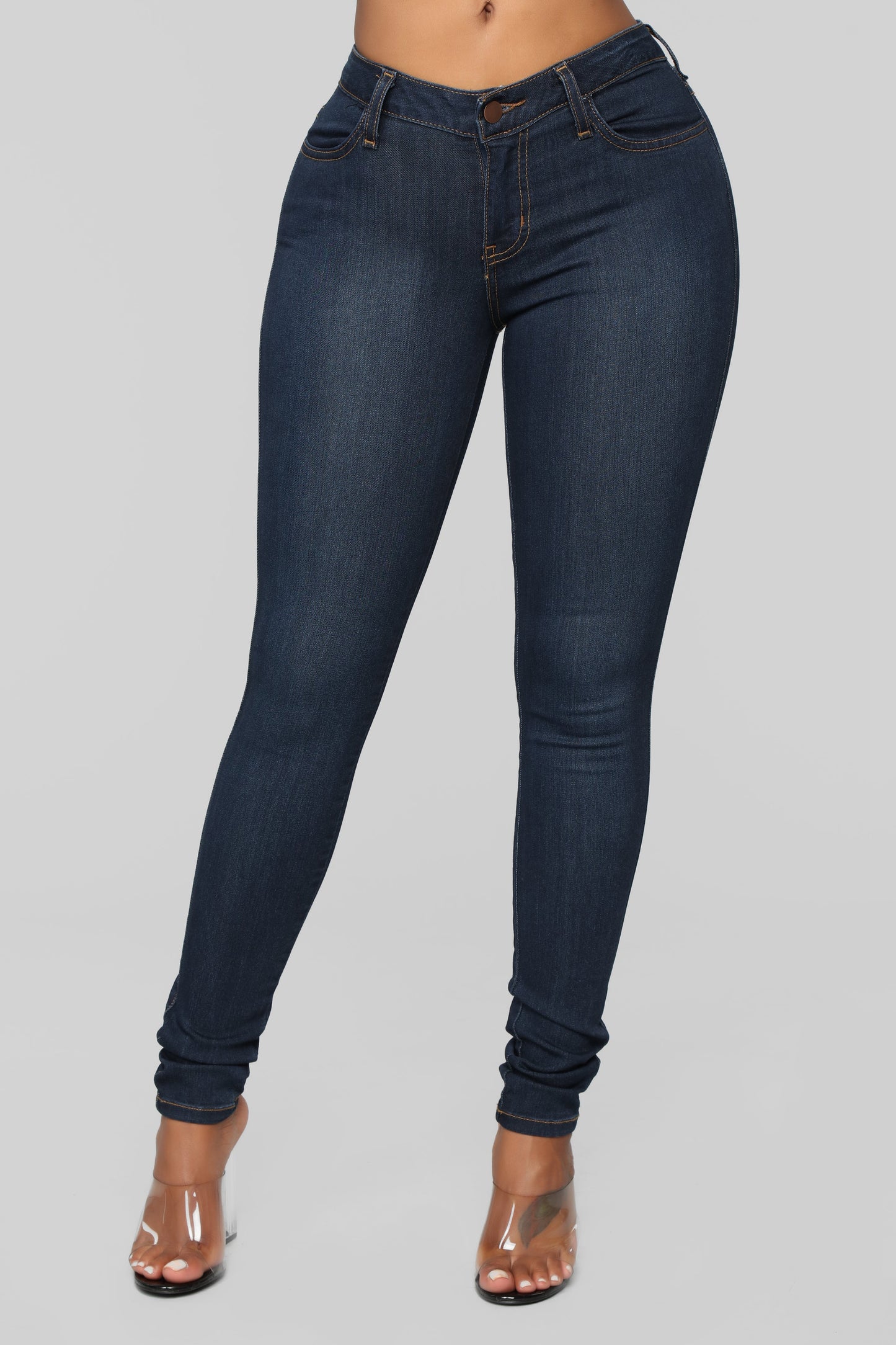 Classic Mid Rise Skinny Jeans - Dark Denim