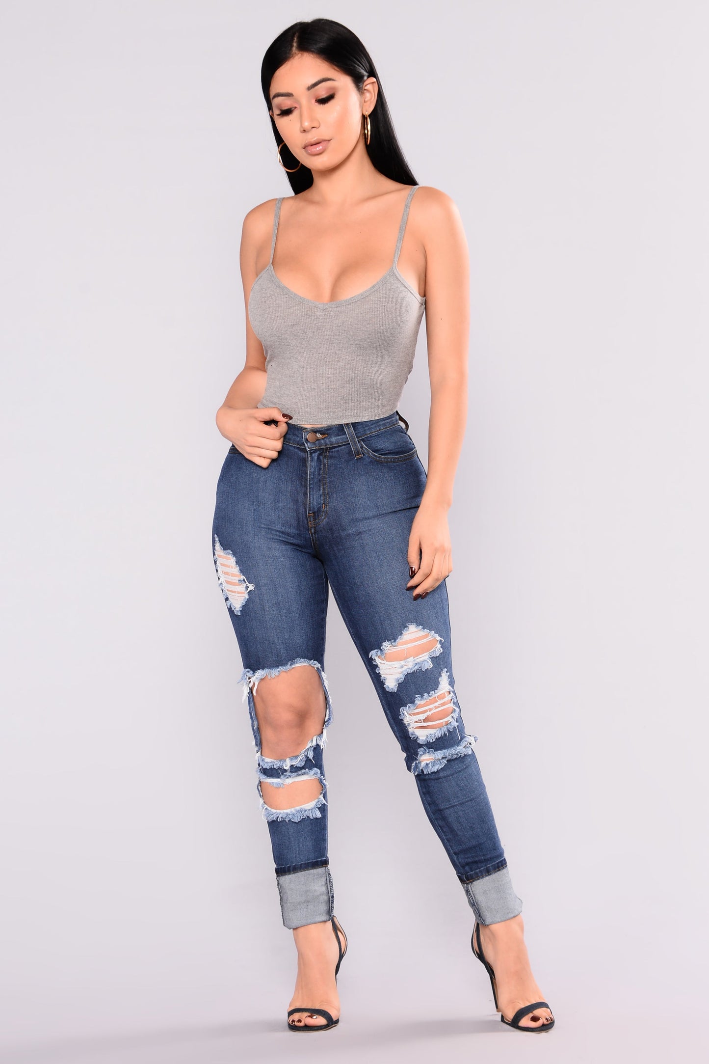 Alice Crop Tank - Dark Heather Grey