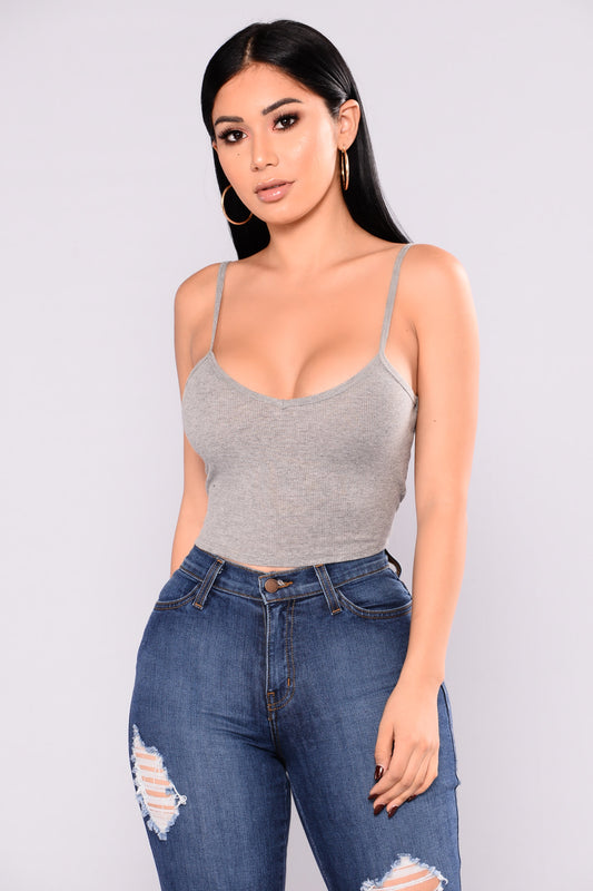 Alice Crop Tank - Dark Heather Grey