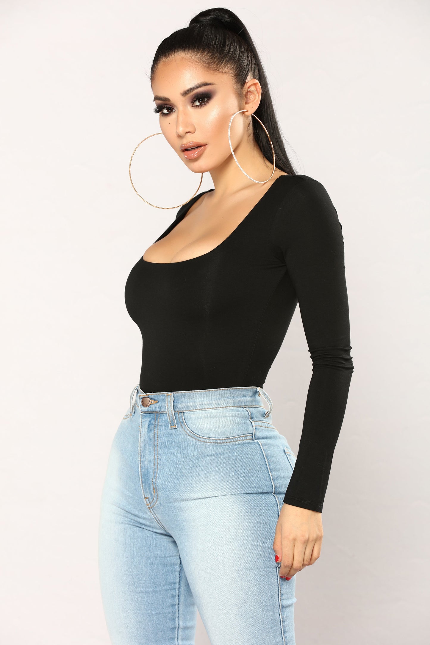 Anything But Square Long Sleeve Bodysuit - Black