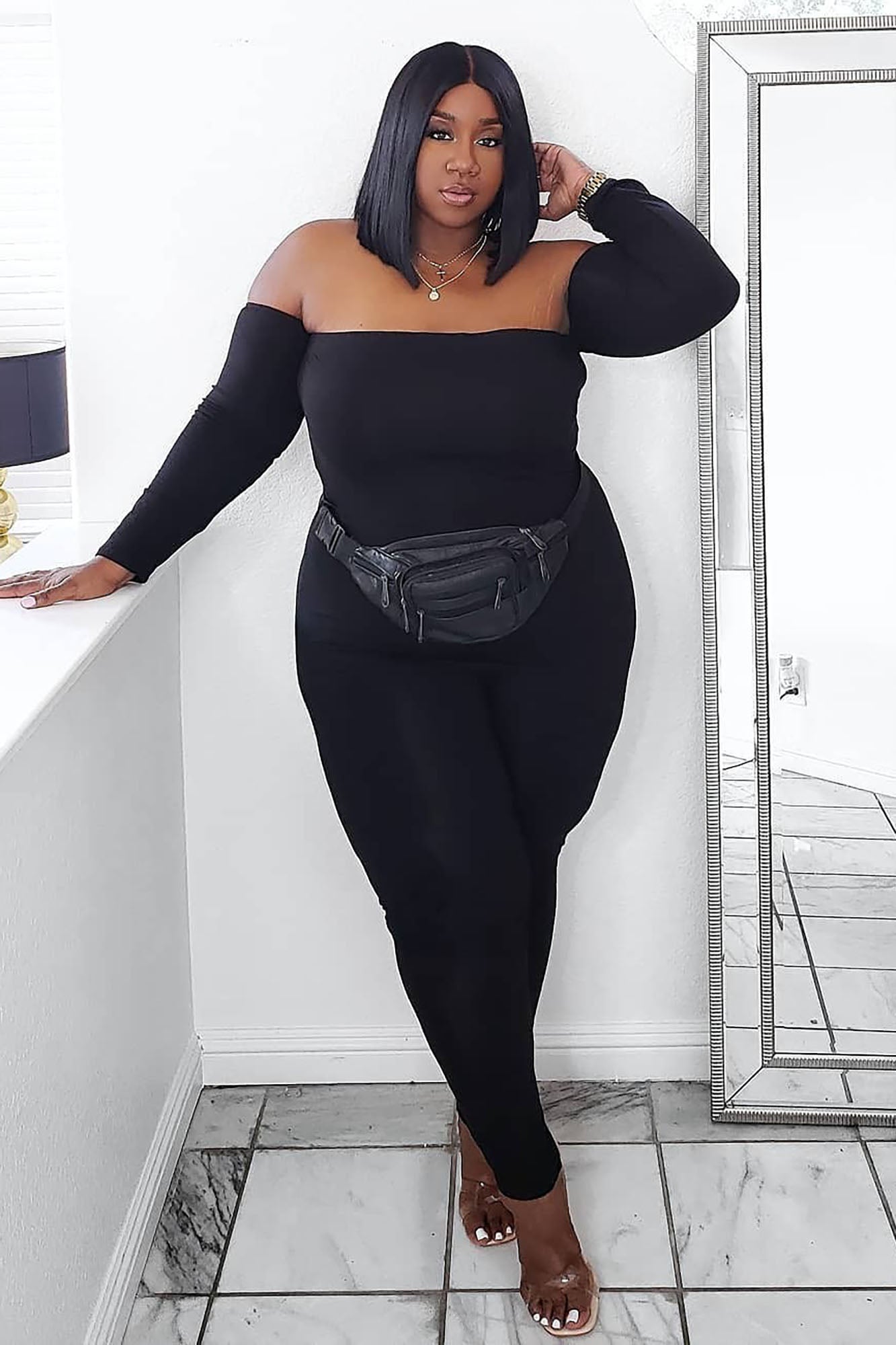 Soothe Off Shoulder Jumpsuit - Black